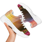 Sunrise Mountain Print White Chunky Shoes