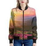 Sunrise Mountain Print Women's Bomber Jacket