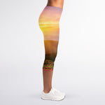 Sunrise Mountain Print Women's Capri Leggings