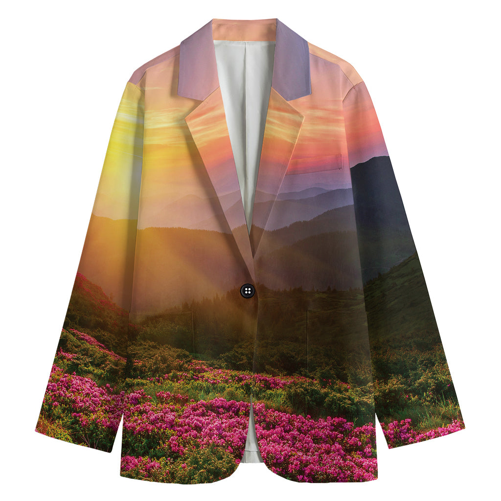 Sunrise Mountain Print Women's Cotton Blazer