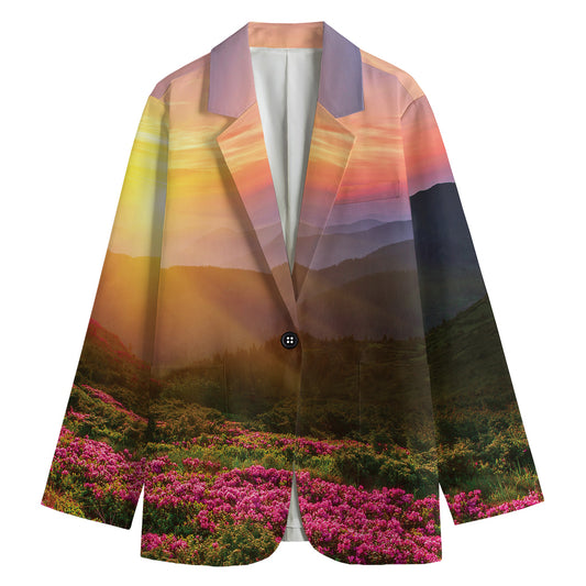 Sunrise Mountain Print Women's Cotton Blazer