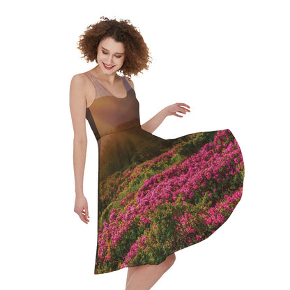 Sunrise Mountain Print Women's Sleeveless Dress