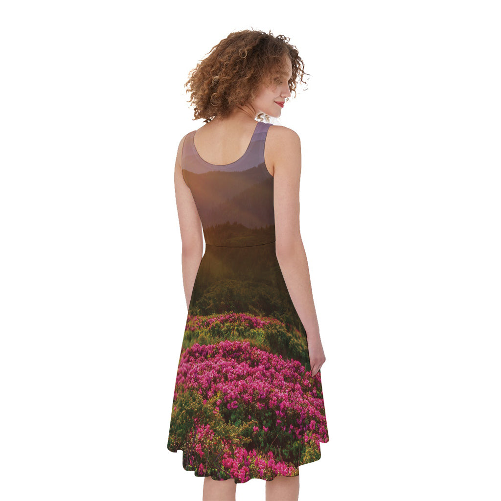 Sunrise Mountain Print Women's Sleeveless Dress
