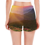 Sunrise Mountain Print Women's Split Running Shorts