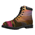 Sunrise Mountain Print Padded Collar Lace Up Boots