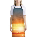 Sunrise Road Print Bib Apron With Pocket