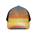 Sunrise Road Print Black Mesh Trucker Hat