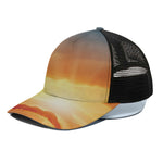 Sunrise Road Print Black Mesh Trucker Cap