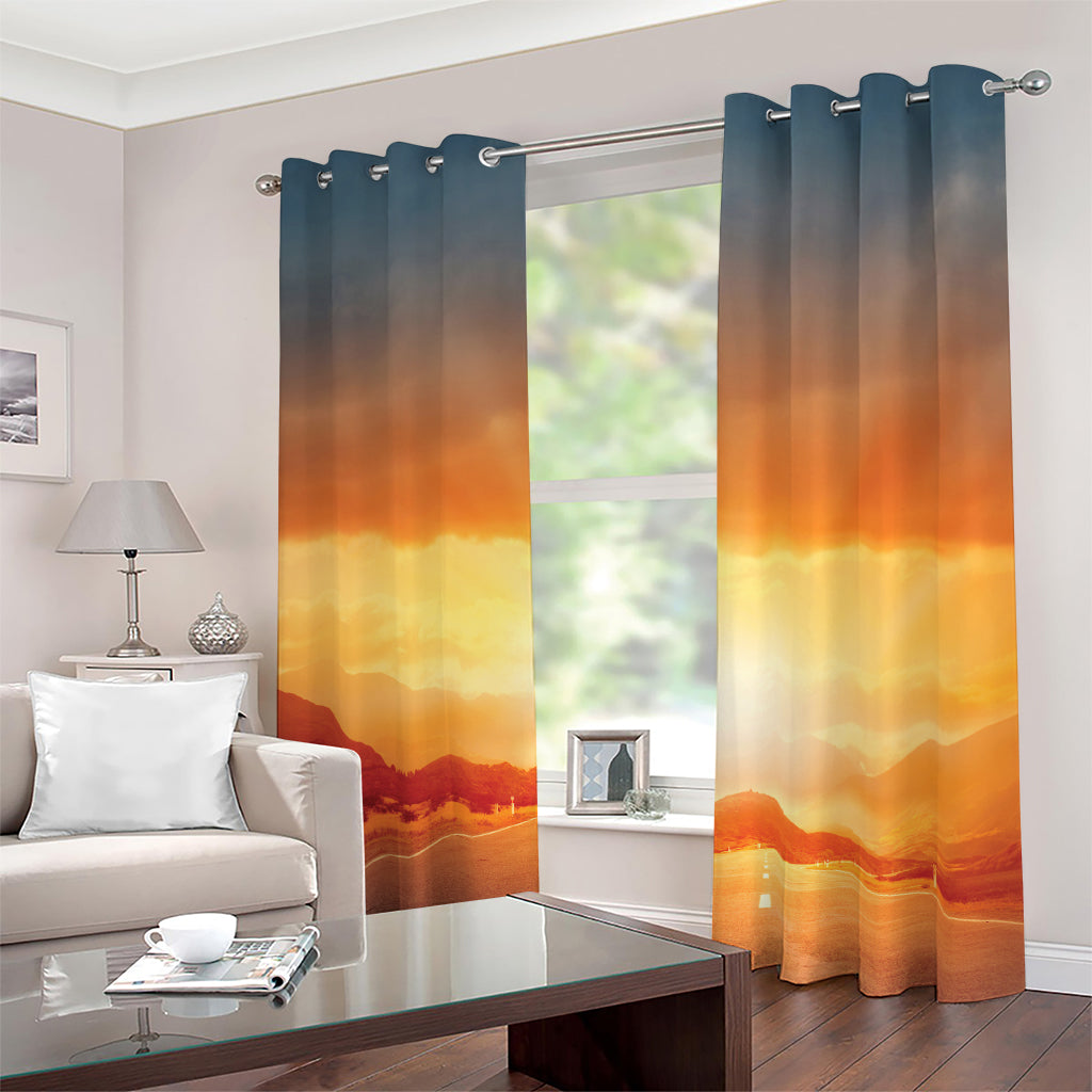 Sunrise Road Print Blackout Grommet Curtains