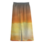 Sunrise Road Print Cotton Front Slit Maxi Skirt
