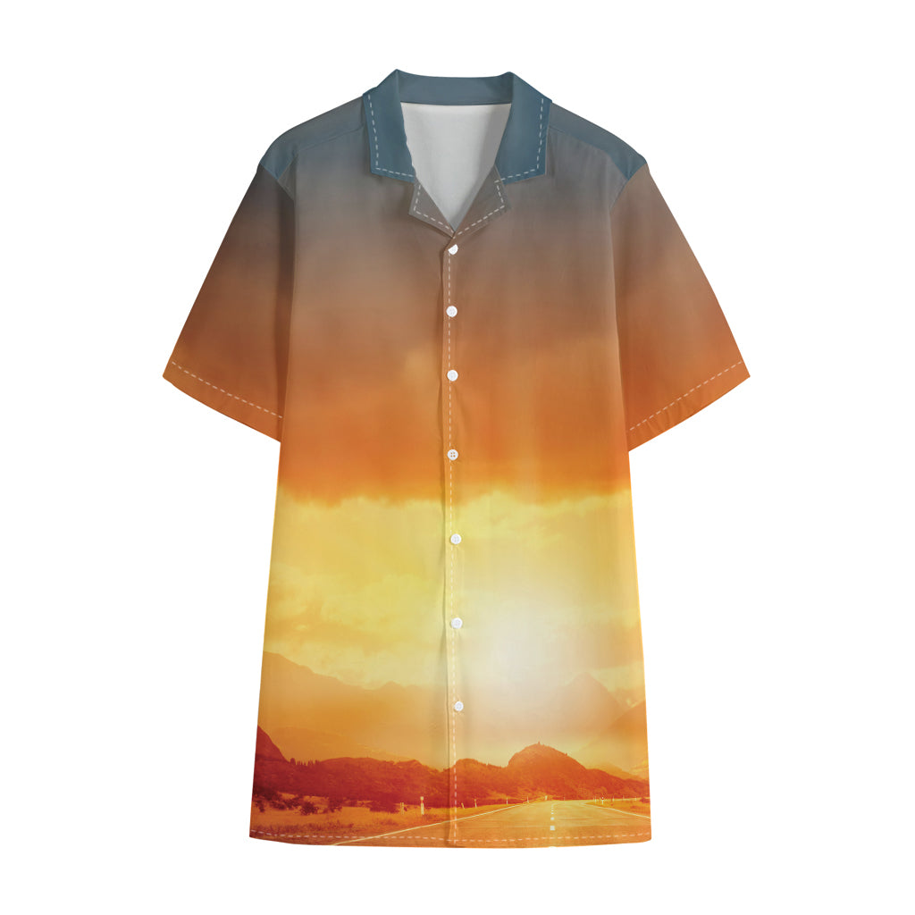 Sunrise Road Print Cotton Hawaiian Shirt