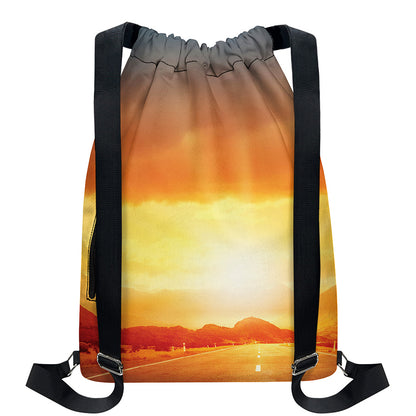 Sunrise Road Print Drawstring Backpack