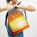 Sunrise Road Print Drawstring Backpack