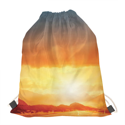Sunrise Road Print Drawstring Bag