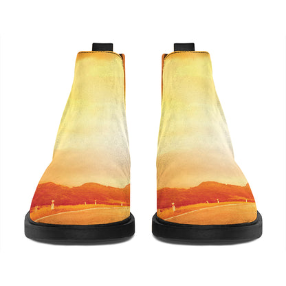 Sunrise Road Print Flat Ankle Boots