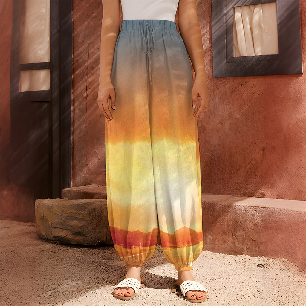 Sunrise Road Print Harem Pants