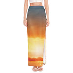 Sunrise Road Print High Slit Maxi Skirt