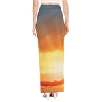 Sunrise Road Print High Slit Maxi Skirt