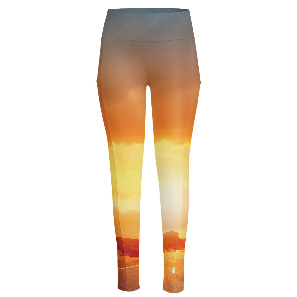 Sunrise Road Print High-Waisted Pocket Leggings