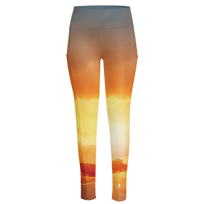 Sunrise Road Print High-Waisted Pocket Leggings