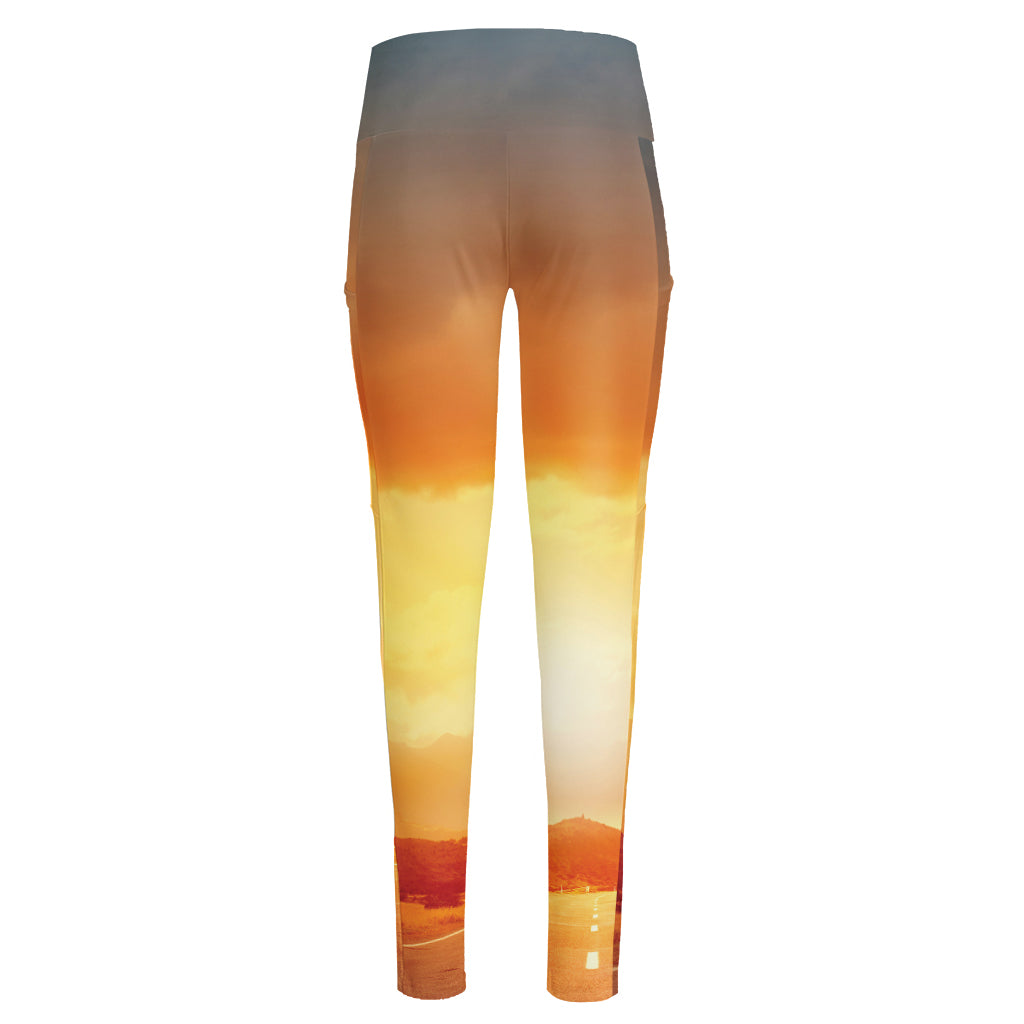 Sunrise Road Print High-Waisted Pocket Leggings