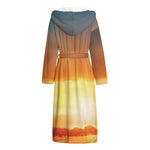 Sunrise Road Print Hooded Bathrobe