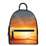 Sunrise Road Print Leather Backpack