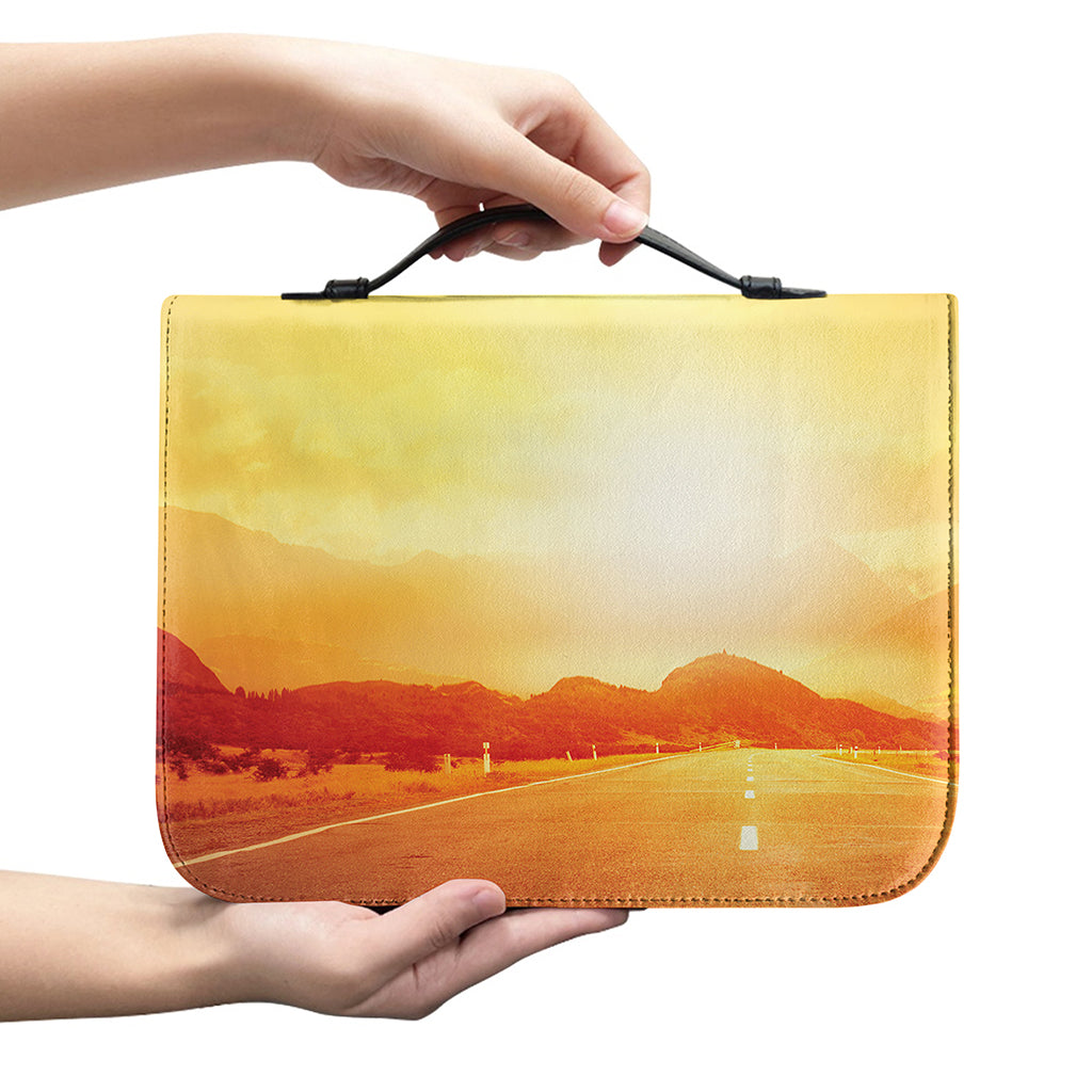 Sunrise Road Print Leather Bible Cover