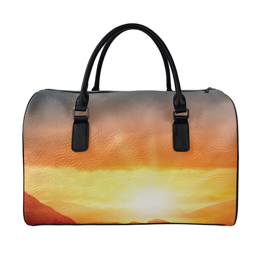 Sunrise Road Print Leather Duffle Bag