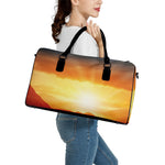 Sunrise Road Print Leather Duffle Bag