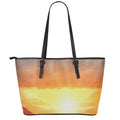 Sunrise Road Print Leather Tote Bag With Zipper