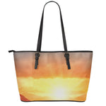 Sunrise Road Print Leather Tote Bag