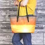 Sunrise Road Print Leather Tote Bag