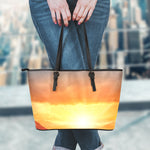 Sunrise Road Print Leather Tote Bag