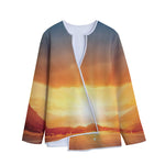 Sunrise Road Print Long Sleeve Short Coat