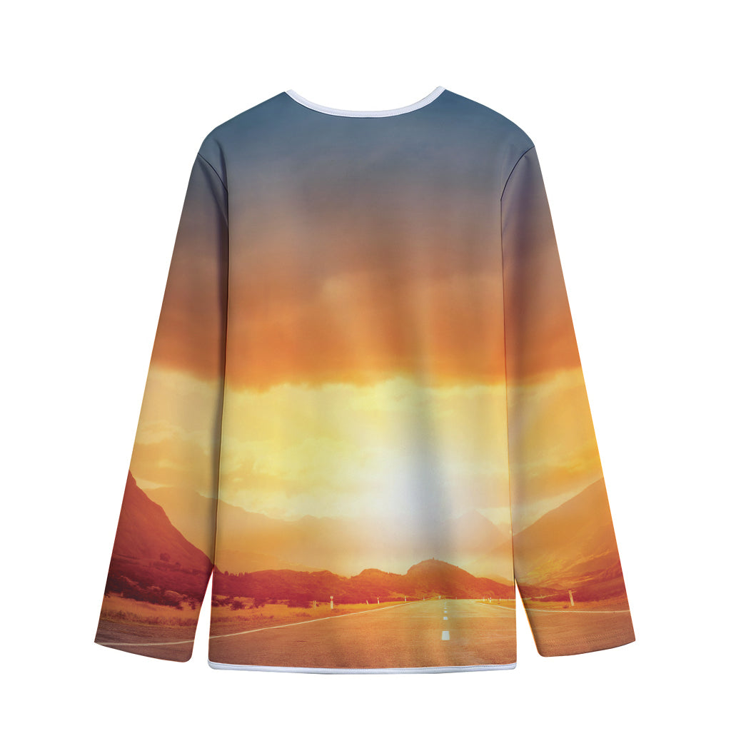 Sunrise Road Print Long Sleeve Short Coat