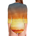 Sunrise Road Print Long Sleeve Swimsuit