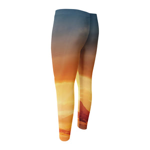 Sunrise Road Print Men's Compression Pants