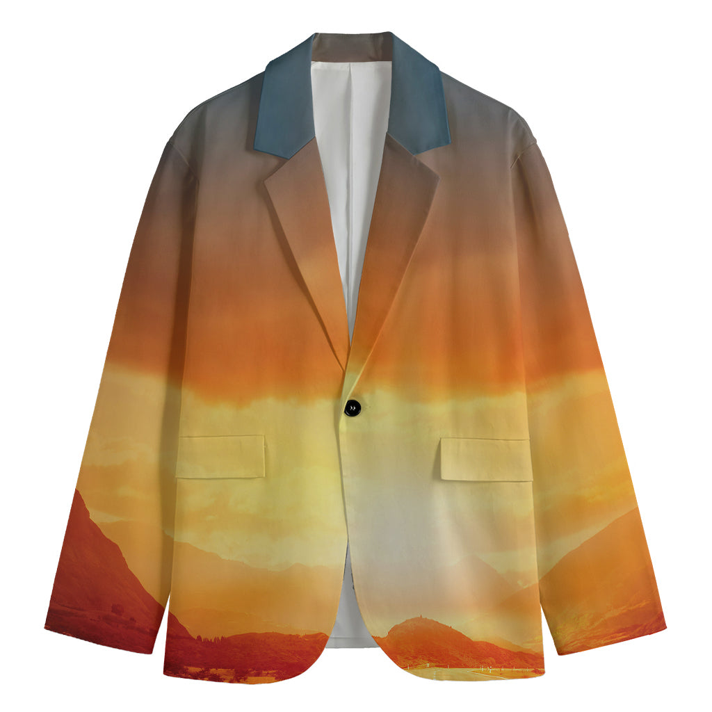 Sunrise Road Print Men's Cotton Blazer