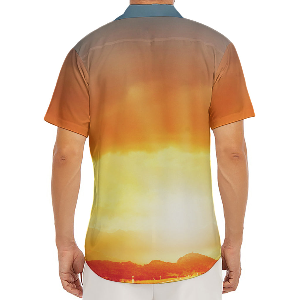 Sunrise Road Print Men's Deep V-Neck Shirt