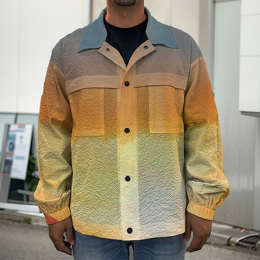 Sunrise Road Print Men's Shirt Jacket