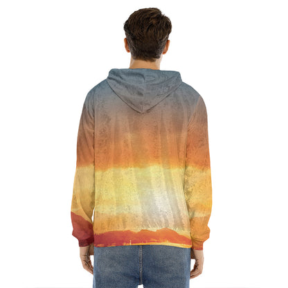 Sunrise Road Print Men's Velvet Pullover Hoodie