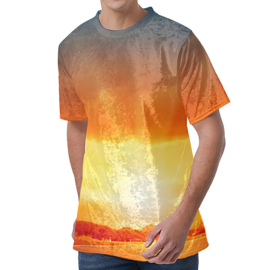 Sunrise Road Print Men's Velvet T-Shirt