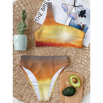 Sunrise Road Print One Shoulder Bikini Top
