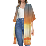 Sunrise Road Print Open Front Beach Cover Up