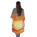 Sunrise Road Print Open Front Beach Cover Up