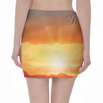 Sunrise Road Print Pencil Mini Skirt
