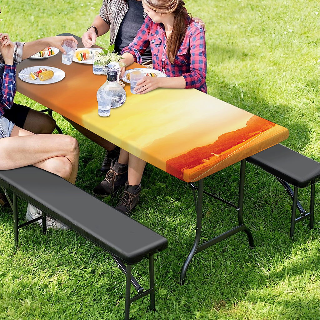 Sunrise Road Print Picnic Table Cover