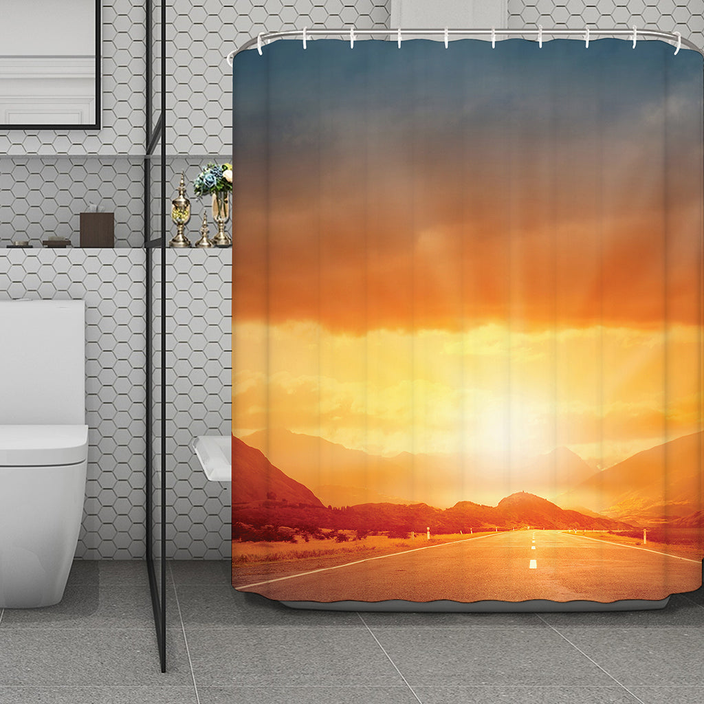 Sunrise Road Print Polyester Shower Curtain
