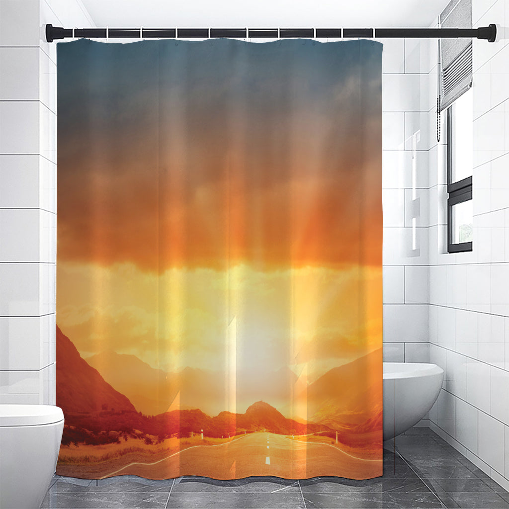 Sunrise Road Print Premium Shower Curtain